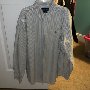 NWT Navy and White Striped Ralph Lauren Button Down